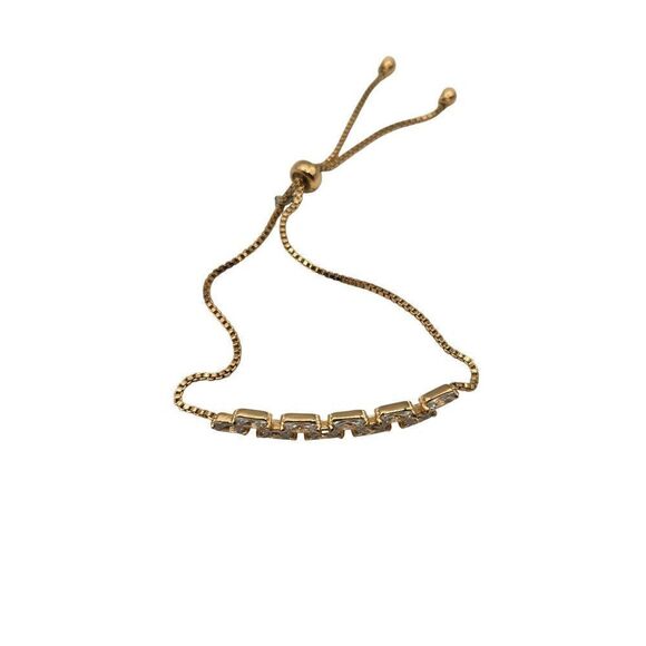 Rose Gold Adjustable Chain Bracelet Zirconia Stones Elegant Jewelry - Picture 1 of 5